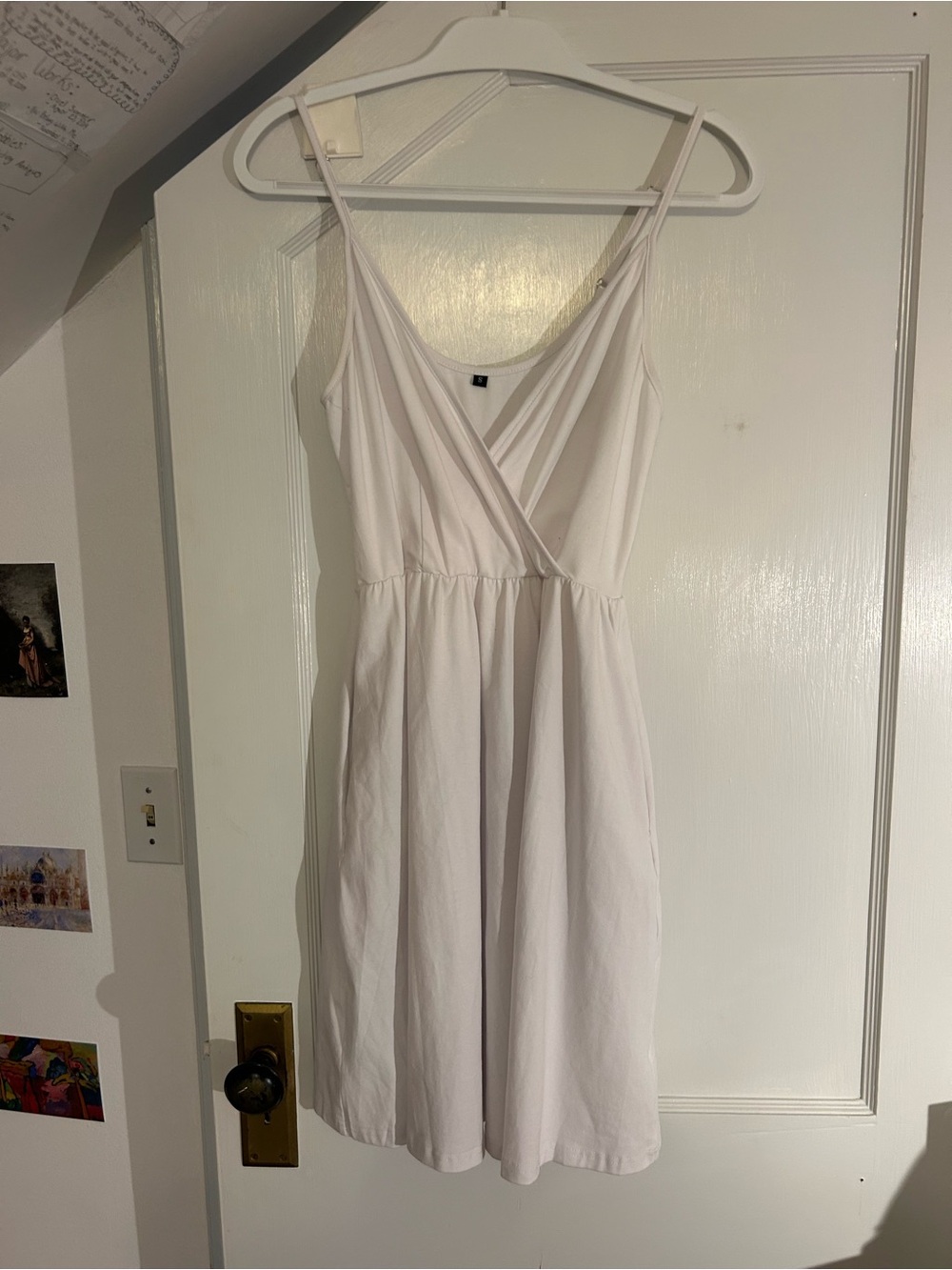 Women’s White Sleeveless Wrap-Front Dress
